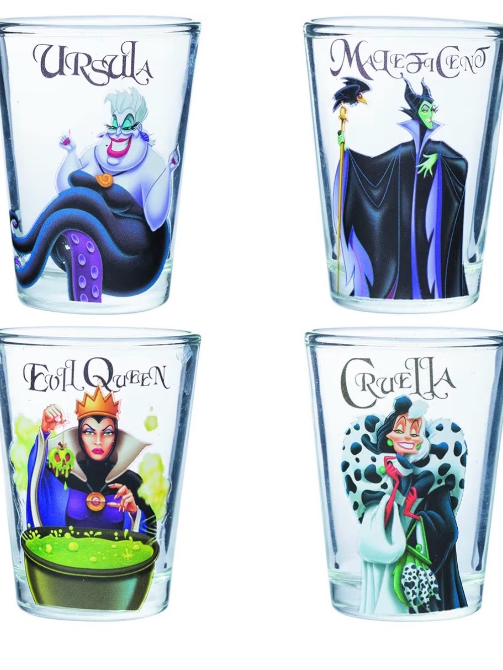 Disney Villains Shot Glass Set - Purple, Black, Green, White Accents